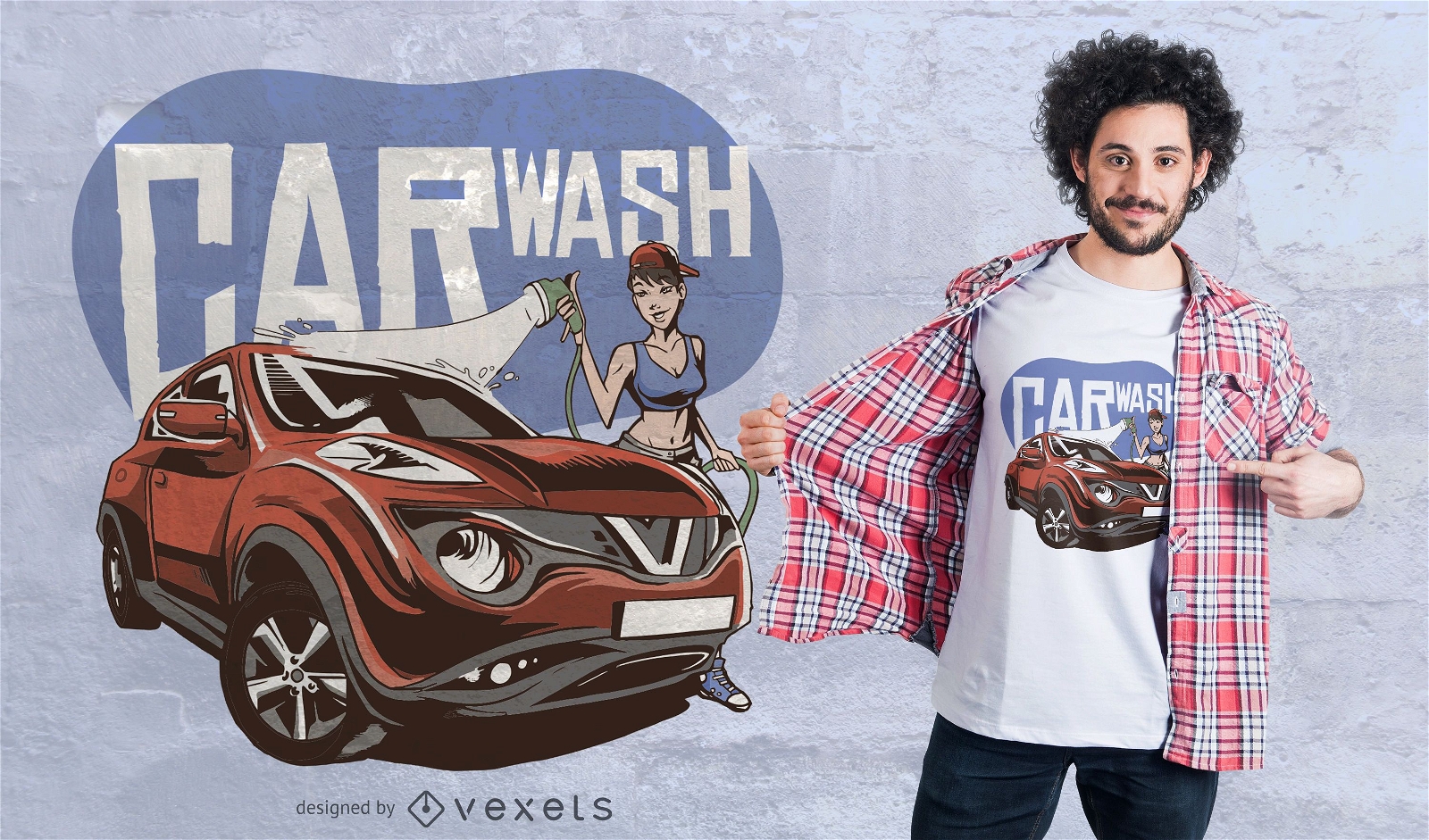 Design de camisetas femininas da lavagem de carros