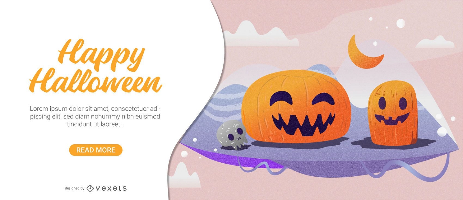 Cartão de halloween fofinho com abóboras