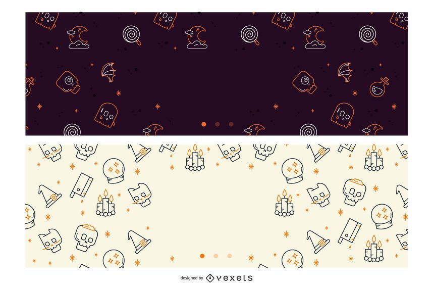 Conjunto de banner de línea de Halloween Conjunto de banner de línea de Halloween