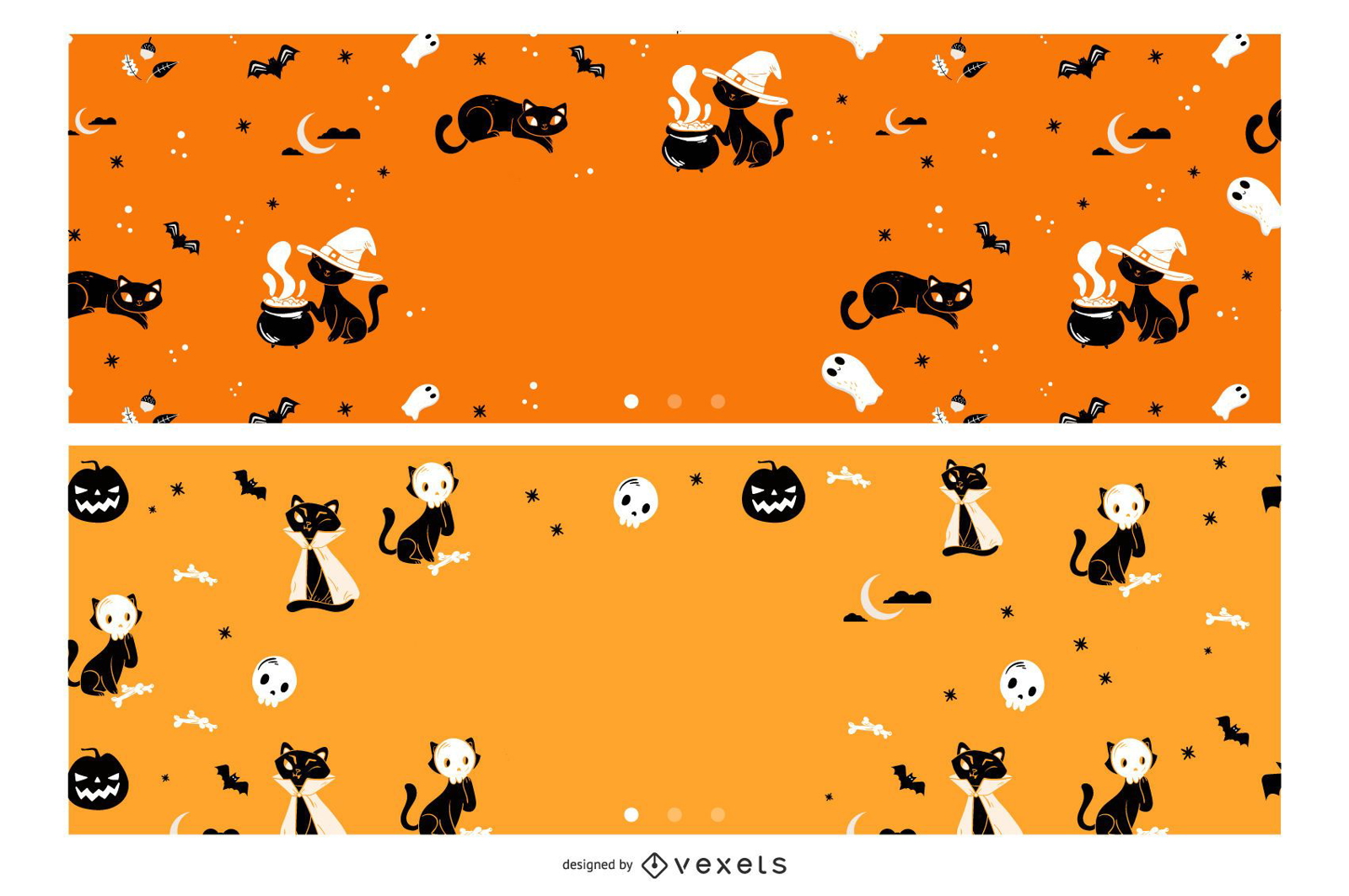 Halloween cats banner set