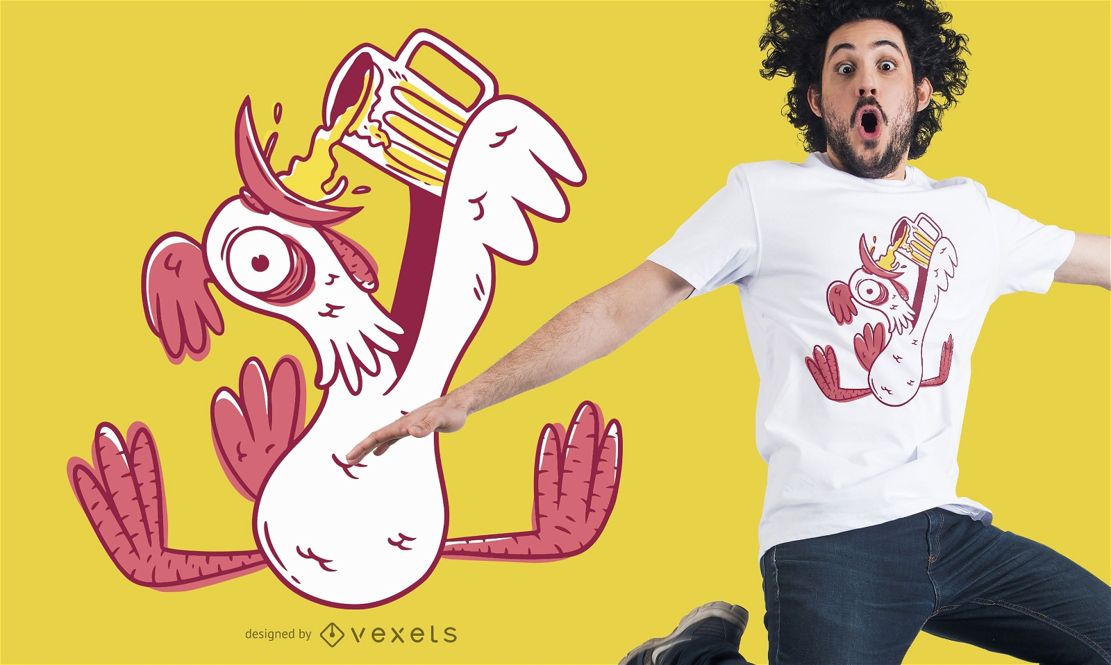 Drunk rooster t-shirt design