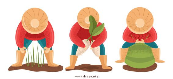 Conjunto de ilustración de personas de agricultura Conjunto de ilustración de personas de agricultura