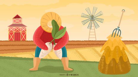 Diseño de ilustración de personajes de granjero