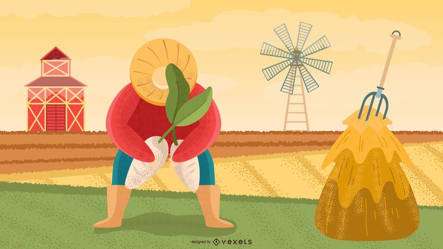 Design de ilustração de personagem de agricultor Design de ilustração de personagem de agricultor