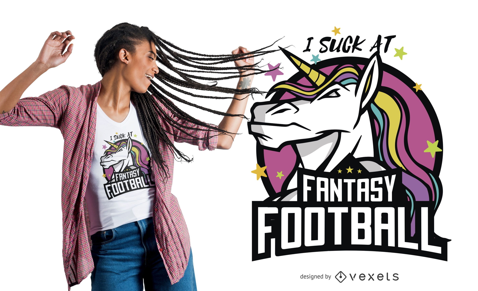 Lustiges Einhorn-Fantasy-Fußball-T-Shirt Design