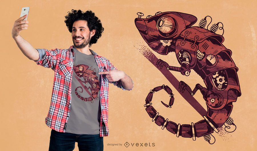 Steampunk Chamaleon T-shirt Design Steampunk Chamaleon T-shirt Design