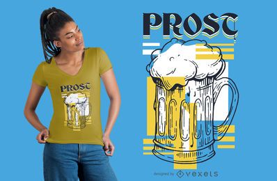 Diseño de camiseta de cerveza prost.