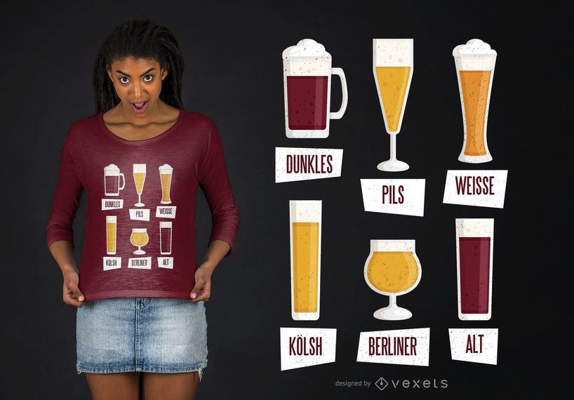 Beer types t-shirt design Beer types t-shirt design