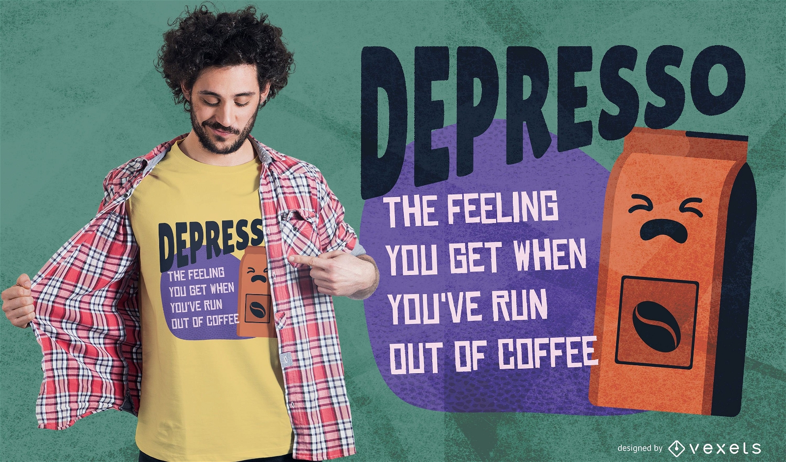Diseño de camiseta café Depresso.