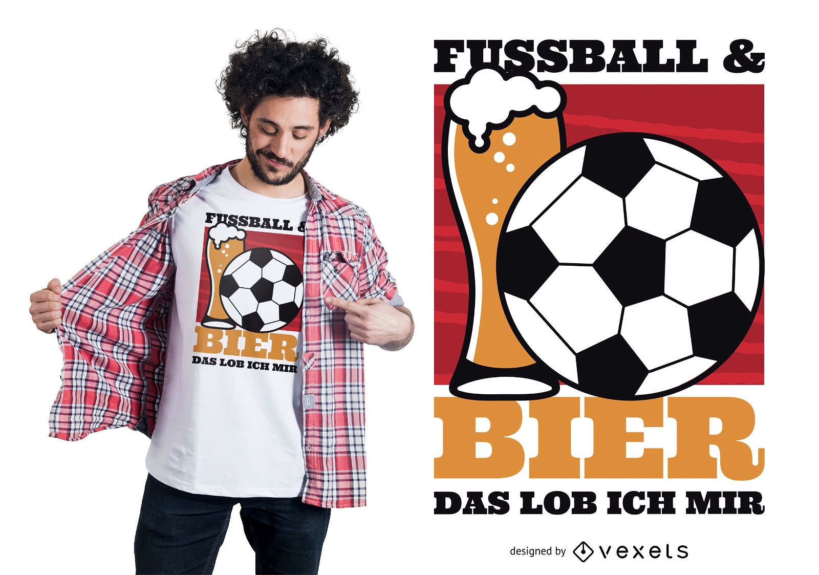 Fu?ball- und Bier-T-Shirt-Design