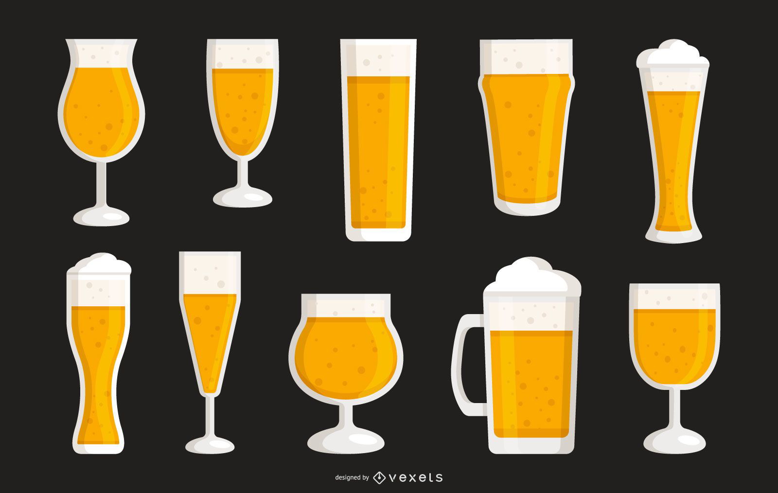 Beer Glasses Vector Collection Vector Download 1169