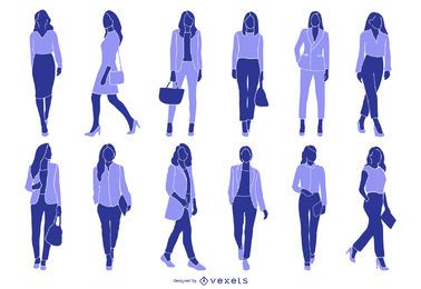 Businesswoman Colored Silhouette Collection Businesswoman Colored Silhouette Collection