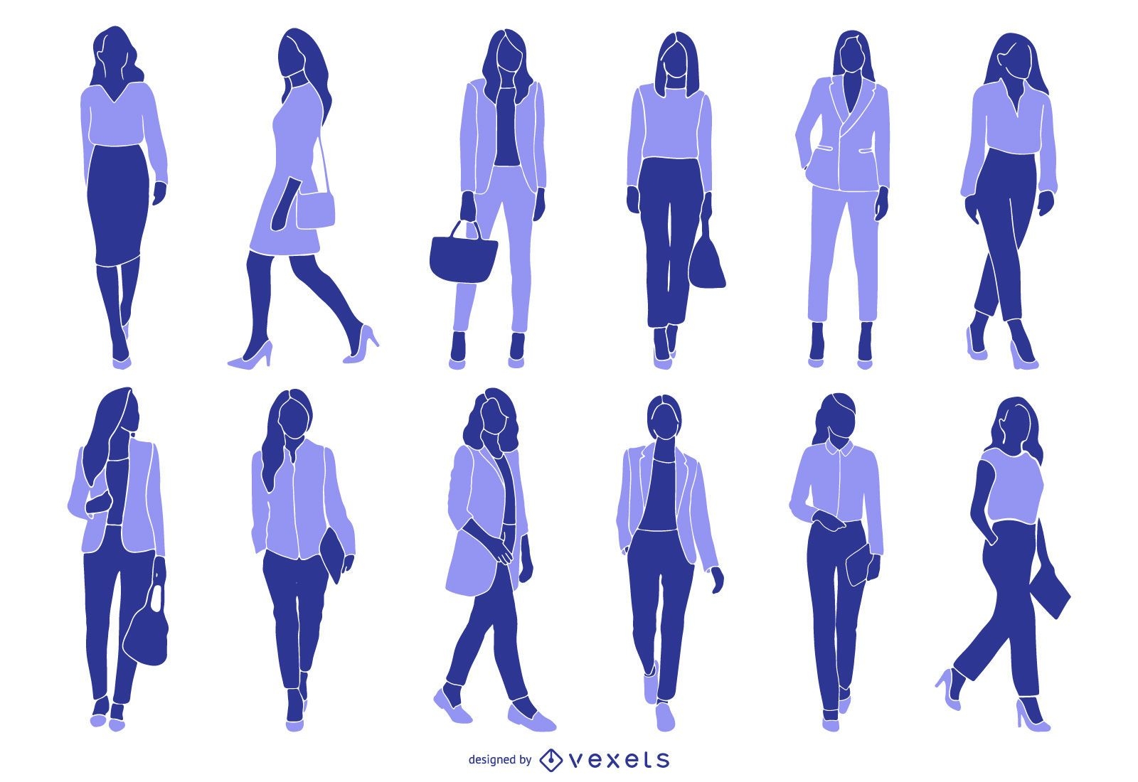 Businesswoman Colored Silhouette Collection