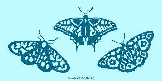 Detailed butterfly silhouette set Detailed butterfly silhouette set