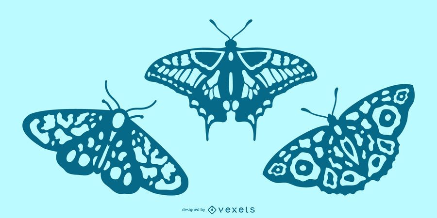 Detailed butterfly silhouette set Detailed butterfly silhouette set