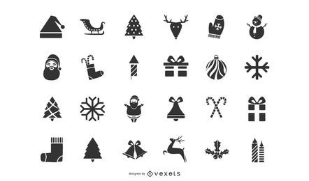 Conjunto de silueta de iconos de Navidad