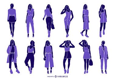 Coleção de silhueta de moda mulher Coleção de silhueta de moda mulher