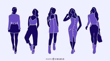 Coleção de silhueta de moda mulher Coleção de silhueta de moda mulher