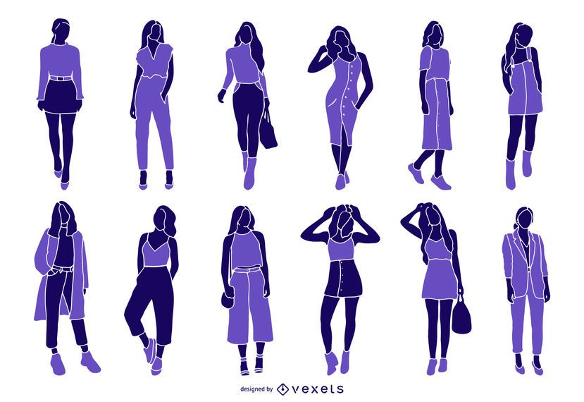 Colección de silueta de moda mujer Colección de silueta de moda mujer