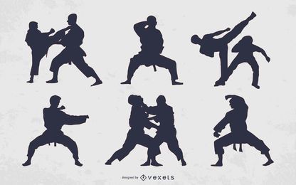 Coleção de silhueta de pessoas de artes marciais Coleção de silhueta de pessoas de artes marciais