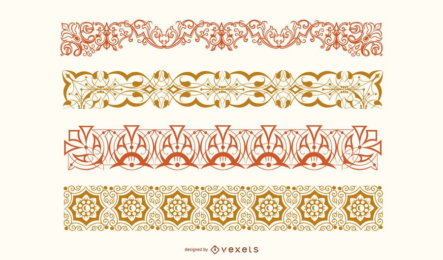 Conjunto de vectores de borde floral Conjunto de vectores de borde floral