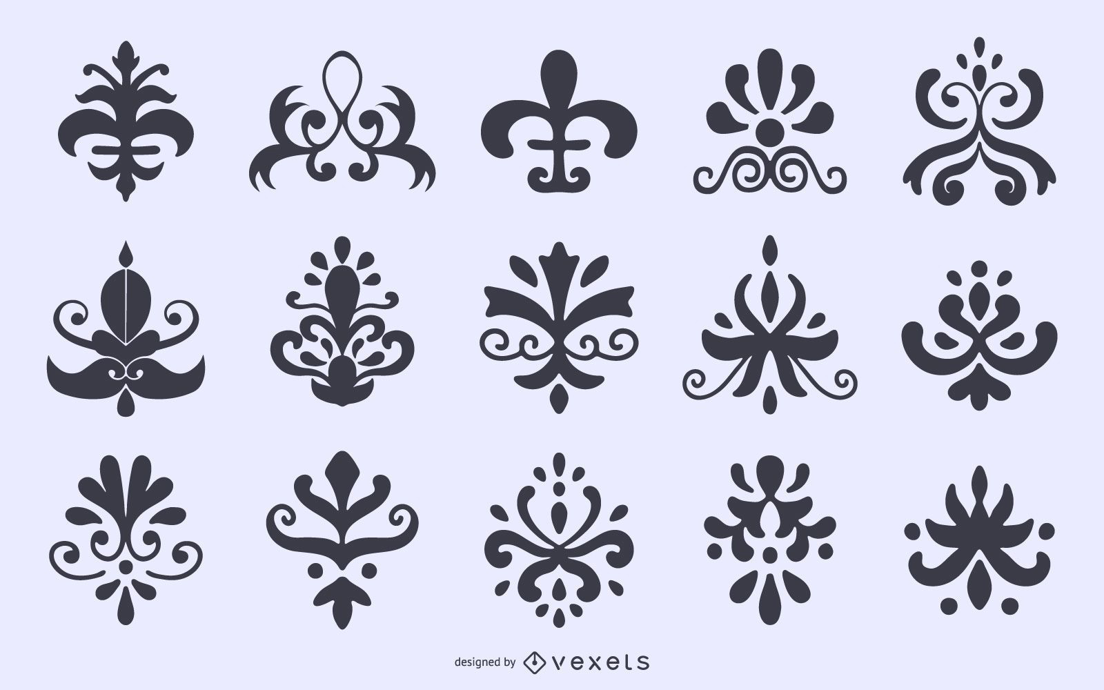 Download Floral Ornaments Silhouette Collection - Vector Download