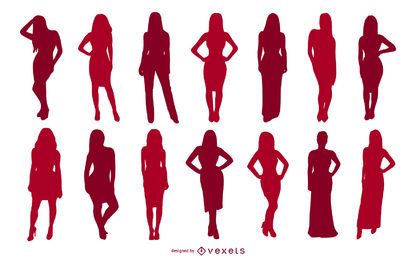 Coleção de silhuetas de poses femininas