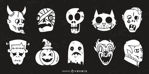 Coleção de silhuetas de personagens de Halloween