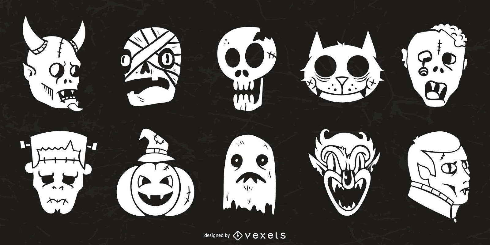 Coleção de silhuetas de personagens de Halloween