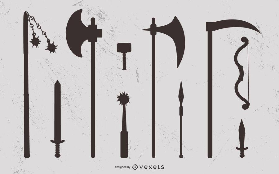 Medieval weapon silhouette set Medieval weapon silhouette set