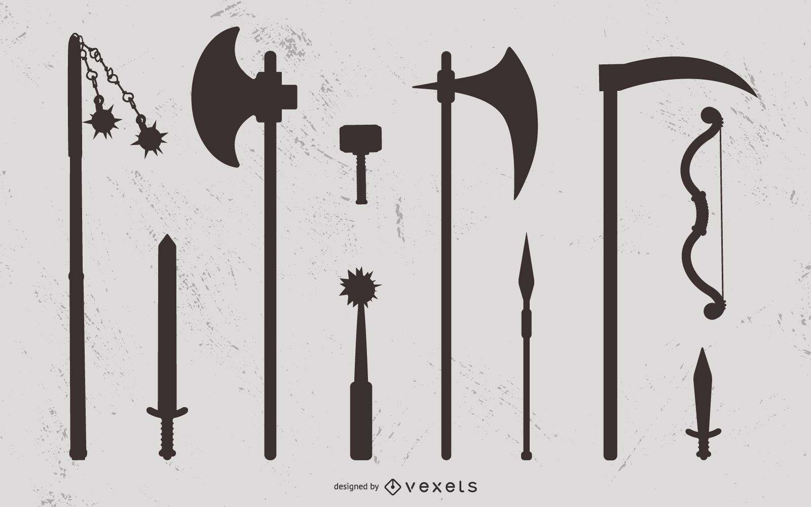 Medieval weapon silhouette set