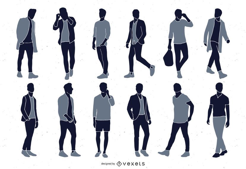 Coleção de silhueta de moda masculina Coleção de silhueta de moda masculina