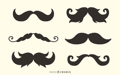 Conjunto de silueta de bigote hipster Conjunto de silueta de bigote hipster
