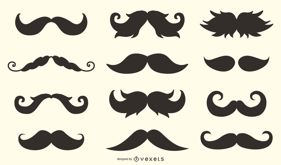 Conjunto de silhueta de bigode hipster Conjunto de silhueta de bigode hipster