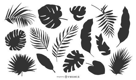 Tropical leaves silhouette set Tropical leaves silhouette set