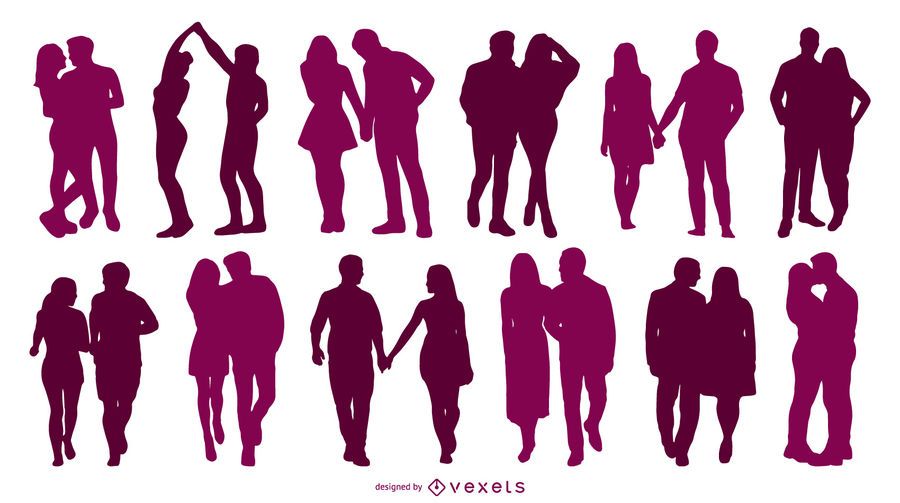 Couple silhouettes set Couple silhouettes set