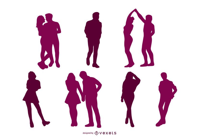 Couple silhouettes set Couple silhouettes set