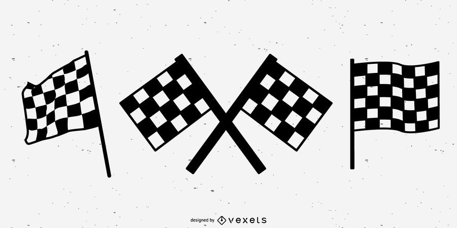 Conjunto de silueta de banderas de carreras Conjunto de silueta de banderas de carreras