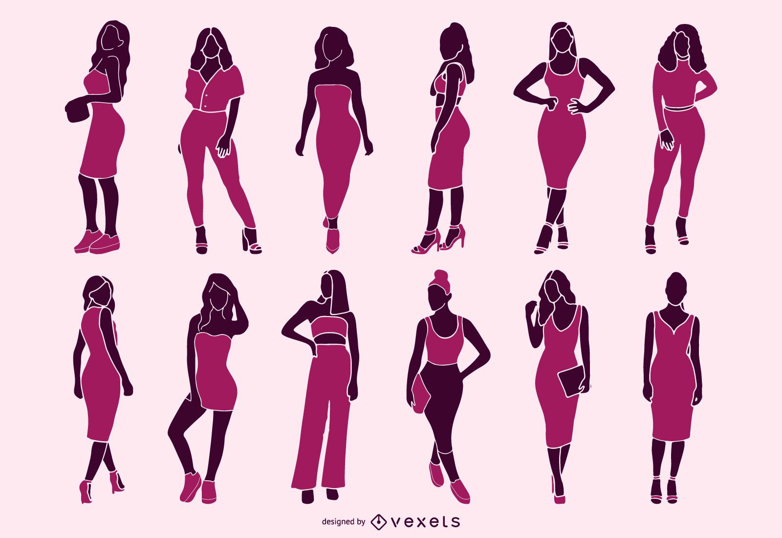 Sexy women silhouette set