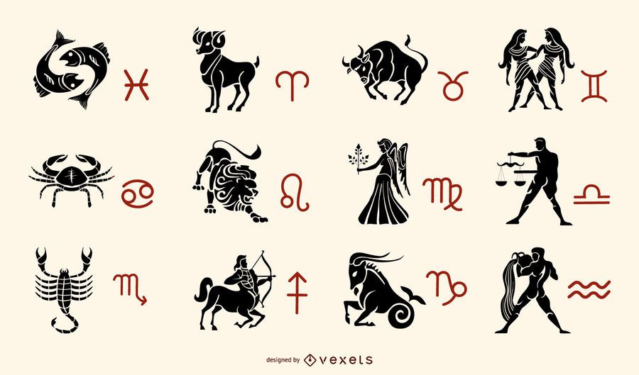 Conjunto de silueta de signos del zodiaco Conjunto de silueta de signos del zodiaco