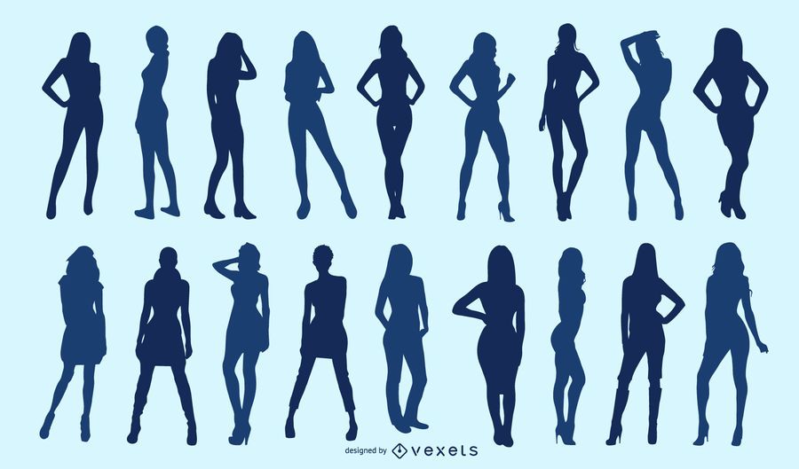 Skinny Woman Silhouette Set Skinny Woman Silhouette Set