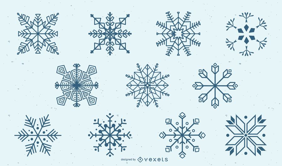 Conjunto de silueta de copo de nieve Conjunto de silueta de copo de nieve