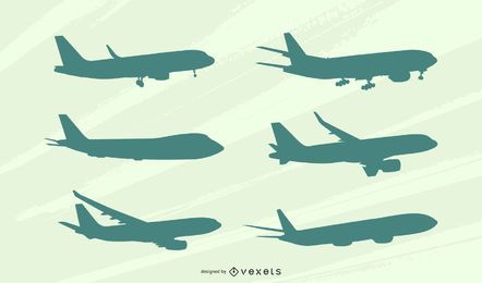 Airplane Side View Silhouette Set Airplane Side View Silhouette Set