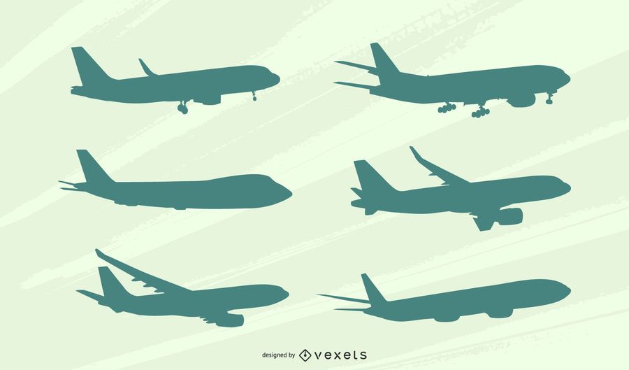 Airplane Side View Silhouette Set Airplane Side View Silhouette Set