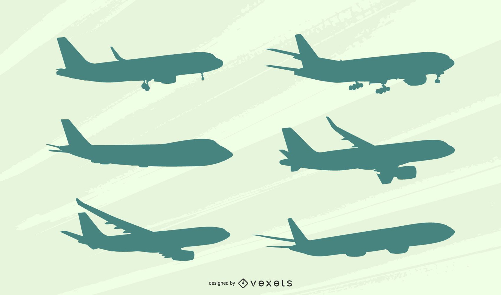 Airplane Side View Silhouette Set