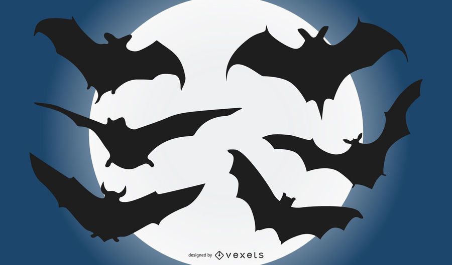 Bat Flying Silhouette Set Bat Flying Silhouette Set
