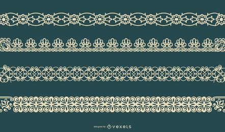 Delicate Floral Border Vector Set Delicate Floral Border Vector Set