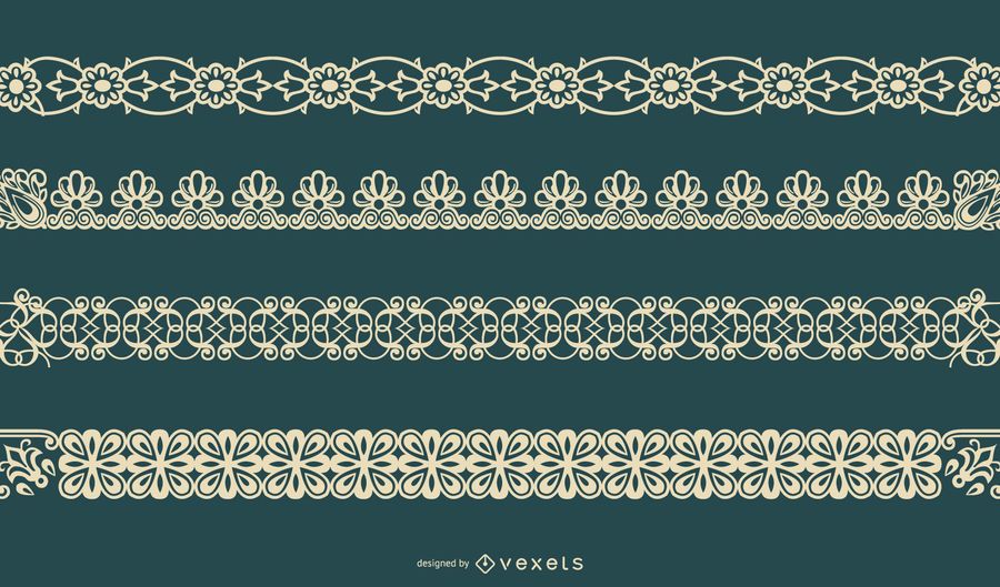 Delicate Floral Border Vector Set Delicate Floral Border Vector Set