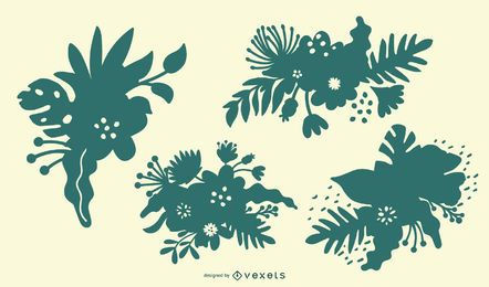 Tropische Blume Silhouette Set Tropische Blume Silhouette Set