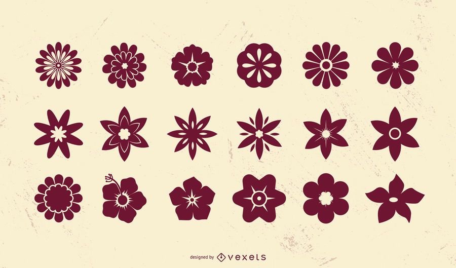 Flower Icon Silhouette Set Flower Icon Silhouette Set